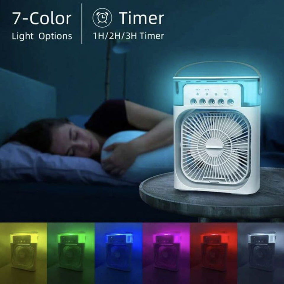 MINI VENTILADOR LUZ LED 3 EN 1