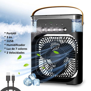 MINI VENTILADOR LUZ LED 3 EN 1