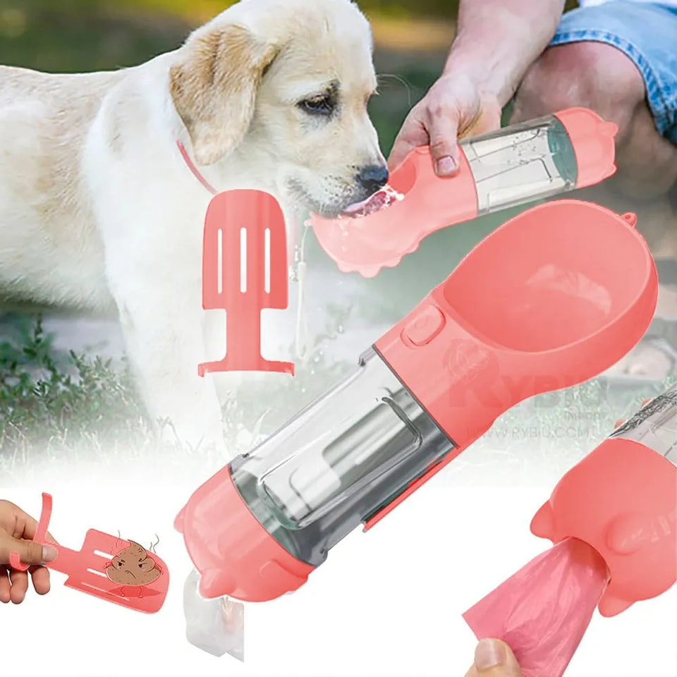 BOTELLA PORTATIL 4 EN 1 MULTIFUNCIONAL PARA MASCOTAS🐱🐶