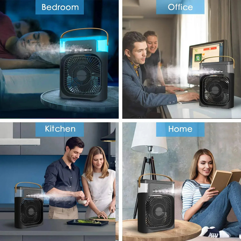 MINI VENTILADOR LUZ LED 3 EN 1