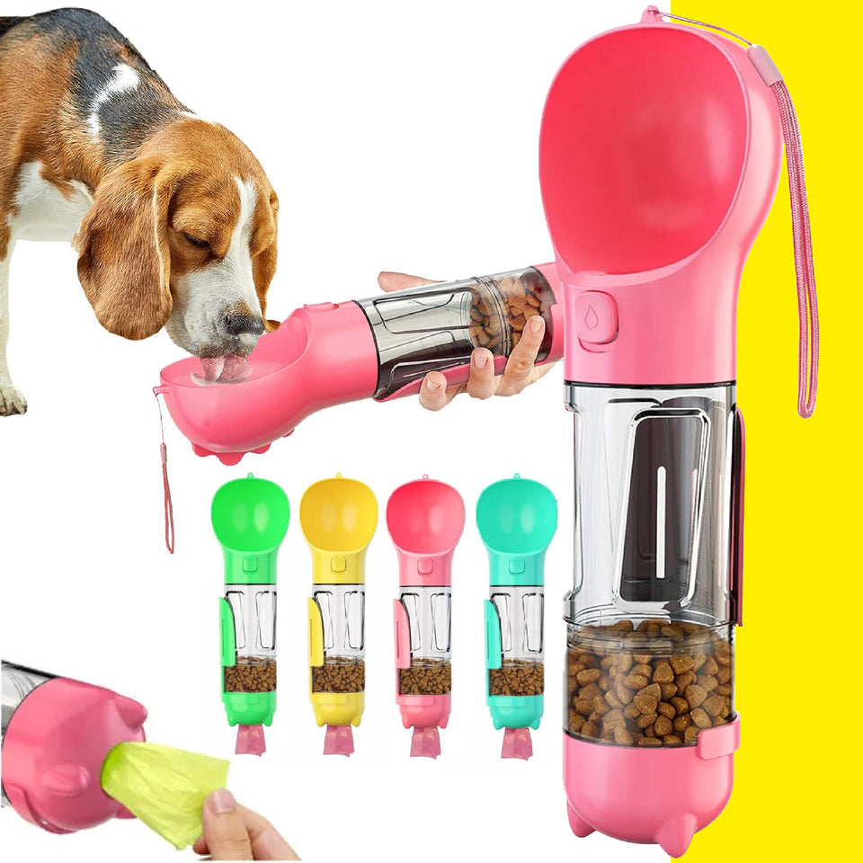 BOTELLA PORTATIL 4 EN 1 MULTIFUNCIONAL PARA MASCOTAS🐱🐶